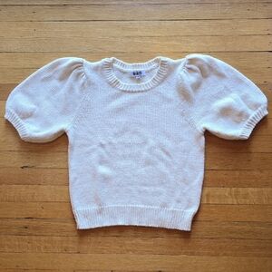 525 America Puff Sleeve Cropped Sweater, Cream, EUC, Women's S